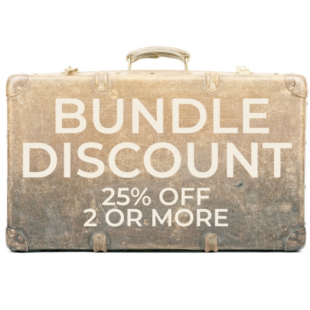 Bundle discount of 25% off 2 or more!